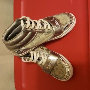 Coach metallic silver shoes